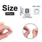 240pcs Opaque Acrylic Letter B Cube Beads White Plastic Alphabet Loose Spacer Square Beads 4-5mm for DIY Name Bracelet Necklace Jewelry Crafts Making Hole: 1.8mm - color: Letter B#White and Black