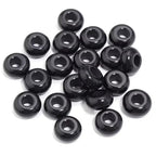 20Pcs Natural Black Onyx Large Hole Beads, 8x14mm Rondelle Gemstone Spacer Beads 6mm Big Hole for Jewelry Making, Beading Bracelets, Macrame & Hair Braiding - color: Black Onyx