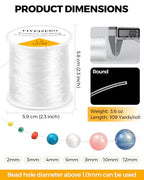 3 Rolls Elastic Bracelets String Cord, 1mm Round Crystal Elastic String for Bracelets Necklace Beading & Jewelry Making, White Transparent Stretch Bead Cord Thread - size: 1mm