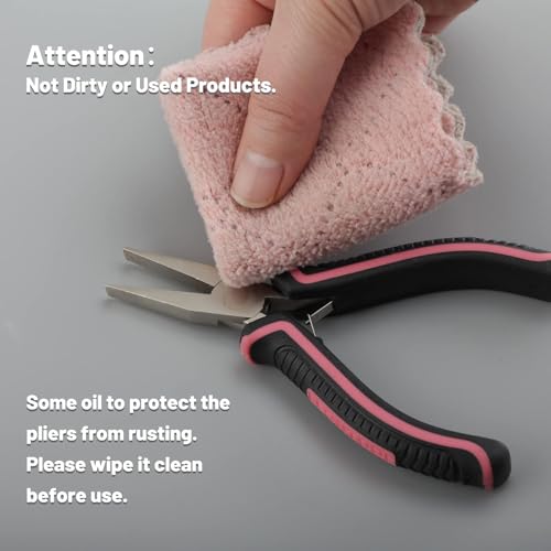 5-Inch Mini Flat Nose Pliers for Jewelry Making - Smooth Jaws Duck Billed Pliers - Pink Tool for Women - style: Flat Nose Pliers