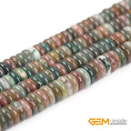 GEM-Inside 2x6mm Natural Green India Agate Stone Semi-Gemstone Heishi Disc Rondelle Spacer Beads for Jewelry Making Full 15" Strand Energy Stone Healing Power Crystal - color: Green India Agate