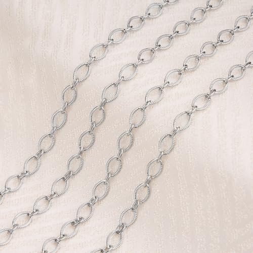 Jabogrii 5 Meters Silver Rhombic Chain for Jewelry Making Stainless Steel Chain Roll Bulk with Lobster Clasps and Jump Rings - color: Rhombic Silver
