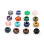QSLLER Natural Semi-Precious Stone Large Hole Loose Beads Abacus Shape Fashionable Opal Amethyst Unakite Rose Quartz Charm Beads for Making Necklace Bracelet - color: 8x14mm