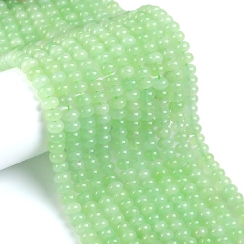 76pcs 5x8mm Natural Stone Light Green Jade Rondelle Spacer Loose Beads Abacus Disk Stone Round Loose Gemstone Beads for Jewelry Making DIY Bracelet Necklace - color: Light Green Jade Stone