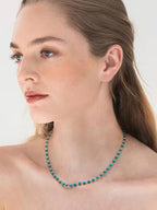 CANEVINKA Bohemian Beaded Choker Necklace 18K Gold Plated Bead Pendant Necklace Vintage Handmade Jewelry for Women - style: Green Beaded Necklace