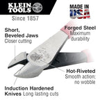 Klein Tools 80020 Plier Set, Made in USA, Lineman's Pliers, Diagonal Cutters, and Needle Nose, Induction Hardened Knives, 3-Piece