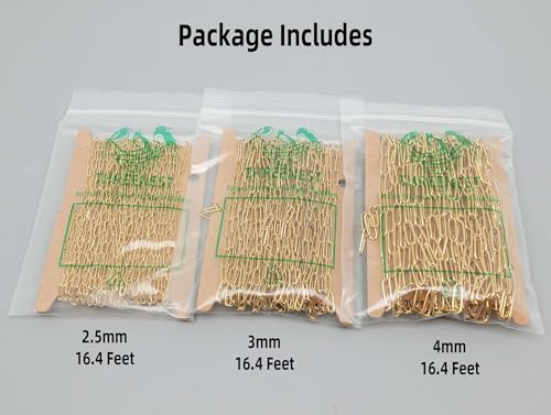 THREENEST 49-Feet Mix Size Width 2.5mm 3mm 4mm Stainless Steel Paperclip Chains, 18K Real Gold Plated, Soldered Cable Long Craft Chain for Necklace Bracelet Earring Jewelry Making (Mix 3 Size-15M) - color: Gold, size: Mix 3 Size-49 Feet