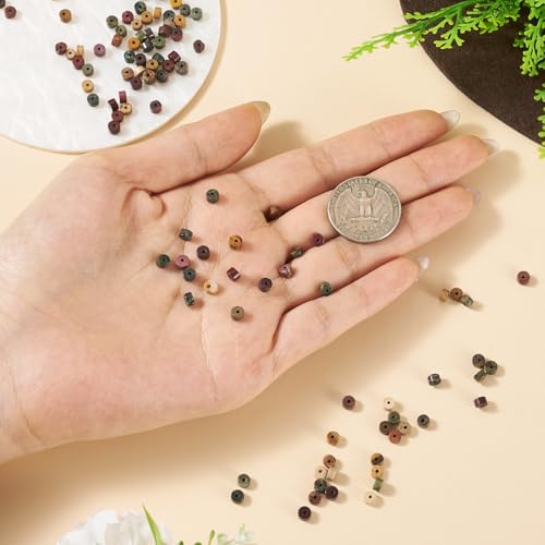 Beadthoven 200Pcs 4mm Flat Disc Gemstone Beads 4 Styles Natural Dragon Blood Picture Jasper Polychrome Jasper Mookaite Beads Brown Red Natural Stone Heishi Crystal Spacers for DIY Jewelry Making - color: Flat Disc-Red Brown, size: 4mm