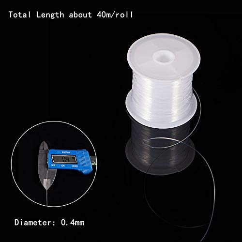 PH PandaHall 0.4mm Clear Fishing Line Invisible Nylon Thread Jewelry String Wire Xmas Cord String Crystal Beading Cords for Christmas Tree Party Decor Jewelry Bracelet Making 40 Yards - size: 0.4mm