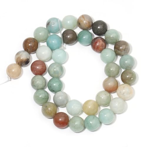 35pcs 10mm Natural Stone Beads Amazonite Beads Energy Crystal Healing Power Gemstone for Jewelry Making, DIY Bracelet Necklace - color: Amazonite, size: 10mm