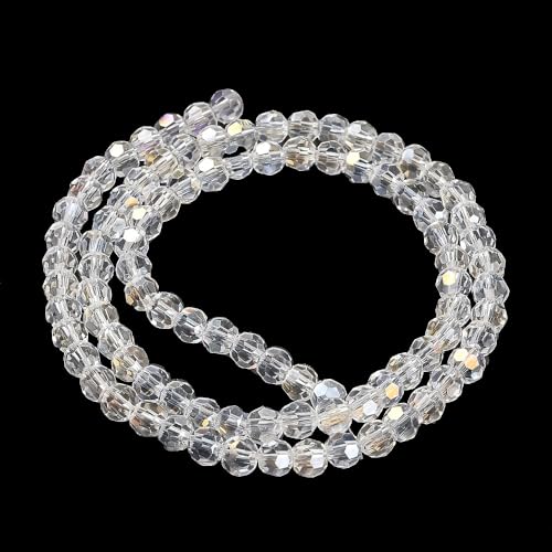 Perlin Czech Bohemian Crystal Glass Beads Faceted Round 4mm 90 Pieces Loose Spacer 1 Strand Beads for DIY Jewelry Earrings Necklace Bracelet Making (Crystal AB) - color: Crystal AB