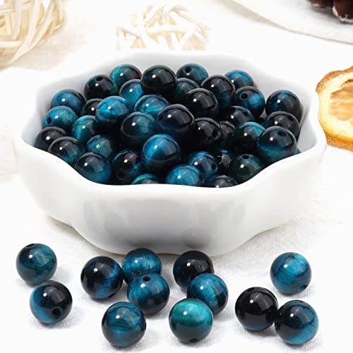 45pcs 8mm Natural Aquamarine Tiger Eye Gemstone Beads Energy Healing Crystal Round Loose Stone Beads for Jewelry Making, DIY Bracelets Necklaces - color: Aquamarine Tiger Eye, size: 8mm