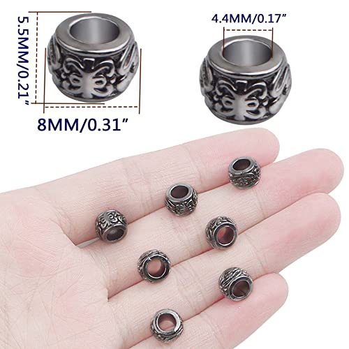 100 Pieces Gun Black Rondelle Spacer Beads - European Large Hole Tube Column Loose Charm Beads - Accessories for DIY Bracelet Necklace Earrings Jewelry Making - color: Gun Black