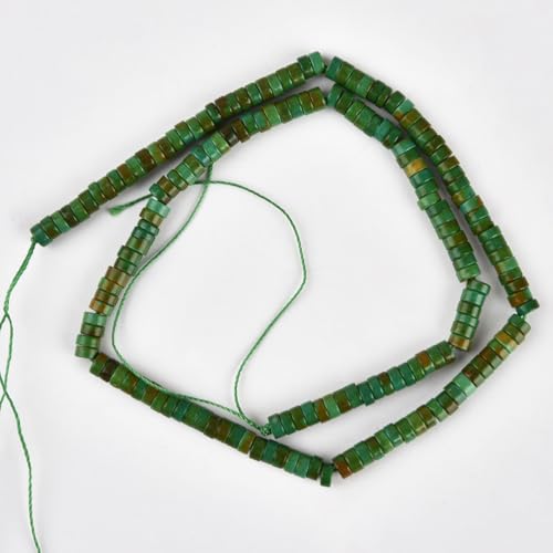 170pcs 4x2mm Green Turquoise Heishi Disc Rondelle Spacer Natural Stone Semi Precious Gemstone Loose Beads for Jewelry Making 15 inch - color: Green Turquoise, size: 4x2mm