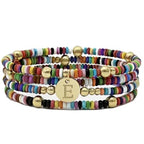 Set of 4 Colorful Bead Initial Bracelets, Personalized Stackable Jewelry, Adjustable Stretchy Charm Bracelets for Women, Beaded Bracelet Set, Trendy Custom Jewelry Gift - style: Colorful Bead - E