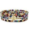 Set of 4 Colorful Bead Initial Bracelets, Personalized Stackable Jewelry, Adjustable Stretchy Charm Bracelets for Women, Beaded Bracelet Set, Trendy Custom Jewelry Gift - style: Colorful Bead - E