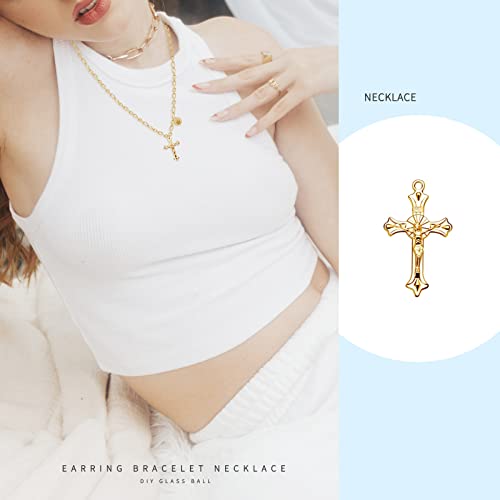 84Pcs/42Set Rosary Kits Cross and Center Medal Charms Alloy Oval Virgen De Guadalupe Links Connector Charm Pendant for Diy Jewelry Making Supplies
