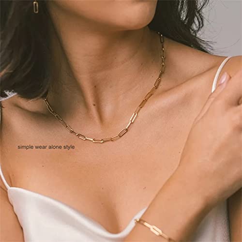 Freekiss Women's Layered Necklace Set - 3 Piece Dainty Gold Jewelry for Everyday Stacking | 14K Gold Plated Snake Chain, Rope Chain, Cuban Chain | Adjustable Length 14-18.5 Inch | Gift Ready - color: Gold, style: Paperclip+O Chain+Box Chain