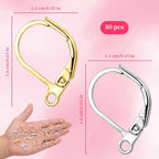 80 Pcs Leverback Earring Hooks - Stainless Steel Lever Back Earrings Clasps, Hypoallergenic French Ear Hooks & Clasps, Women Leverback Earring Findings for Earrings DIY Jewelry Making (Gold, Silver)