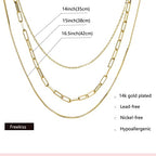 Freekiss Women's Layered Necklace Set - 3 Piece Dainty Gold Jewelry for Everyday Stacking | 14K Gold Plated Snake Chain, Rope Chain, Cuban Chain | Adjustable Length 14-18.5 Inch | Gift Ready - color: Gold, style: Paperclip+O Chain+Box Chain