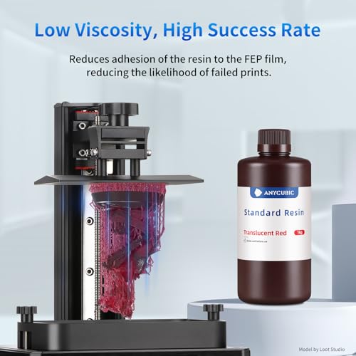 ANYCUBIC 3D Printer Resin, 405nm SLA UV-Curing Resin with High Precision and Quick Curing & Excellent Fluidity for LCD 3D Printing (Clear Red, 1kg) - color: Clear Red, size: 1kg