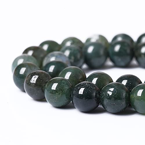 90PCS 4mm Natural Green Moss Agate Beads Gemstone Round Loose Spacer Beads for Jewelry Making DIY Bracelet Necklace Earrings 15" Inch(Moss Agate Beads, 4mm) - color: Moss Agate Beads, size: 4mm