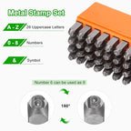 HARFINGTON 36pcs Metal Stamping Kit 1/4" (6mm) Steel Uppercase Letter and Number Punch Set (A-Z / 0-8 / "&" Symbol) Punch Press Tool with Case for Imprinting Metal Plastic Wood Leather - size: 1/4"