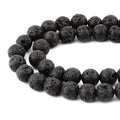 Bymitel 90 pcs Natural Genuine Real Round Loose Stone Beads Gemstone Spacers for Charm DIY Jewelry Making 15.5" per Strand 4mm (Black Volcanic Lava, 4mm) - color: Black Volcanic Lava, size: 4mm