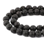 Bymitel 90 pcs Natural Genuine Real Round Loose Stone Beads Gemstone Spacers for Charm DIY Jewelry Making 15.5" per Strand 4mm (Black Volcanic Lava, 4mm) - color: Black Volcanic Lava, size: 4mm