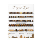 5Pcs Crystal Bracelet for Women Spiritual Natural Stone Bracelet Set Stackable Beaded Bracelets Healing Crystal Bracelet Gemstone Bead Bracelet Beaded Stretch Bracelets for Women - style: Tiger Eye