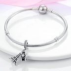 MULA 925 Sterling Silver Charms for Bracelets and Necklaces Lipstick and Bag Dangle Pendants Tower Camera Beads Jewelry Charms for Women - color: Camera and Tower