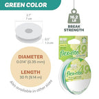 The Beadsmith Flex-Rite Beading Wire - 49-Strand Nylon-Coated Stainless-Steel Wire, 0.014" (0.35 mm) Dia, Green, 30 ft Spool, Durable Necklace & Bracelet String, for Jewelry Making Supplies - color: Green, size: .014” Dia - 30 ft