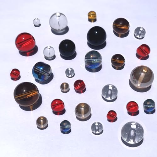 Transparent Round Crystal Glass Beads for Jewelry Making (4/6/8/10/12mm), Smooth Round Natural Gemstone Glass Spacer Loose Beads for Crafts Bracelets Necklaces Charms - color: Round Smooth Glass Beads:Transparent