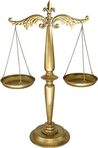 Owlgift Large Metal Jewelry Tower Organizer Stand, Necklaces Bracelets Earrings Holder Storage, Aesthetic Room Décor, Cosmetic Centerpiece Display, Lawyer Scale of Justice - color: Golden