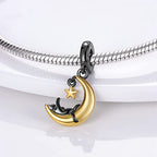 MULA 925 Sterling Silver Charms for Bracelets and Necklaces Lipstick and Bag Dangle Pendants Tower Camera Beads Jewelry Charms for Women - color: Cat and Moon Charm