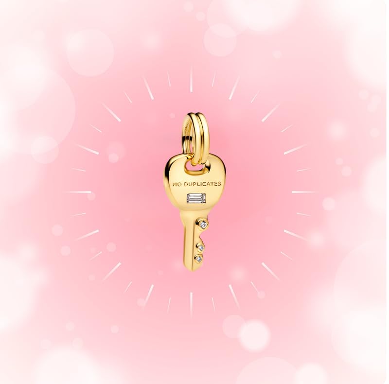 Mother Heart Charms for Bracelets Love Mom Flowers Charm Jewellery for Women - style: Gold key
