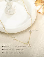 Dainty Gold Necklace for Women Trendy 14K Gold Plated Pearl Cross Clover Butterfly CZ Charm Pendant Chain Station Necklaces Waterproof Non Tarnish Layered Choker Cute Jewelry Gifts - color: G-pearl