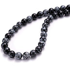 BEADIA Natural Snowflake Obsidian Stone Round Loose Semi Gemstone Beads for Jewelry Making 6MM 61PCS - color: Snowflake Obsidian, size: 6mm