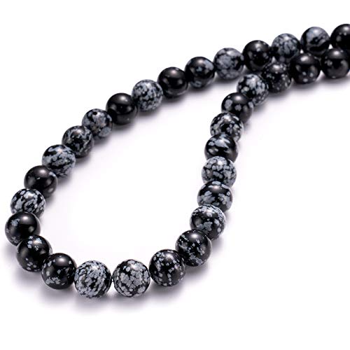 BEADIA Natural Snowflake Obsidian Stone Round Loose Semi Gemstone Beads for Jewelry Making 6MM 61PCS - color: Snowflake Obsidian, size: 6mm