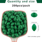 Sunrony 200Pcs Silicone Lentil Beads for Keychain Making, Bulk 12mm Silicone Abacus Spacer Beads for Necklace Bracelet Making Pens (Christmas Green) - color: D-Christmas green