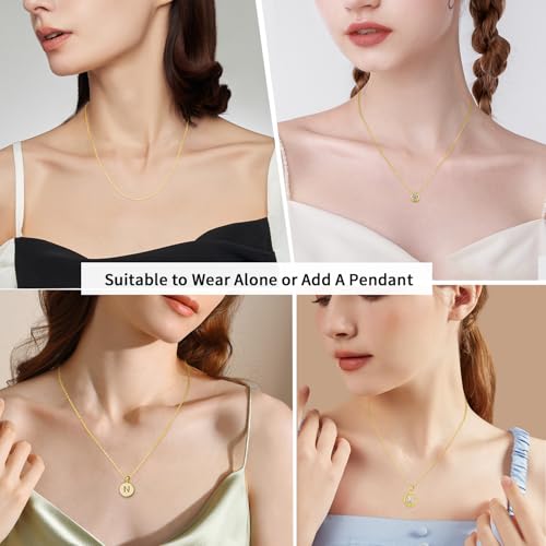 Jewlpire 18k Gold Plated 925 Sterling Silver Chain Necklace for Women, 1.2mm Cable Chain Necklace Thin & Dainty & Sturdy Women's Chain Necklaces 14/16/17/18/20/22/24 Inch - color: 18K Gold Plated, size: 16 Inch