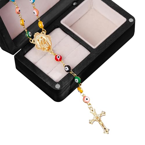 84Pcs/42Set Rosary Kits Cross and Center Medal Charms Alloy Oval Virgen De Guadalupe Links Connector Charm Pendant for Diy Jewelry Making Supplies