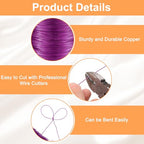 HARFINGTON Wire 328ft Length 26 Gauge Copper Craft Jewelry Wrapping Wire Tarnish Resistant Beading for Jewelry Making Supplies Crafting, Red-Purple - color: Red-Purple