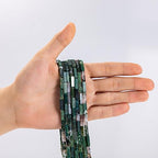 Natural Moss Agate Rectangle Tube Beads 4x13mm 38cm/str Loose Semi Gemstone Stone Beads for Making Bracelets Necklace Earrings - color: Moss Agate, size: 4x13mm Rectangle