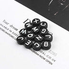 Song Xi 1200pcs Black Round Acrylic Alphabet Beads - White Letter Beads 4x7mm for Bracelets and Jewelry Making Key Chains - color: 1200pcs black white letter