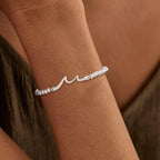 Mothers Day Gifts - Beaded Bracelets for Women 14K Silver Gold Plated Stretch Handmade Ball Bracelets Cute Charm Bracelet Dainty Stackable Cross Heart Bow Wave CZ Circle Trendy Jewelry Easter Gifts - color: wave-silver