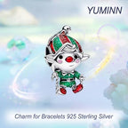 925 Sterling Silver Charms for Bracelets Gold Love and Heart Charms Cherry Blossom Dangle Beads Jewelry for Women - color: Christmas Elf