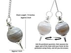 Amazing Gemstone Lace Agate Crystal Ball Pendulum for Divination - Dowsing Pendulum Necklace with Chain and Quartz Bead for Reiki Healing and Crystal Grid Meditation - color: Lace Agate