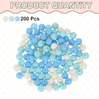 HARFINGTON 200pcs Cream Blue Acrylic Round Beads 8mm Dia 1.9mm Hole Plastic Resin Smooth Balls Loose Bead for Jewelry Making Bracelets Necklace Earrings DIY - color: Cream Blue, size: 8mm