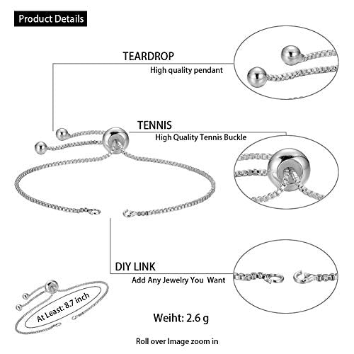 DanLingJewelry 20pcs Adjustable Slider Bracelet Slider Extender Chains with Ball Ends for Jewelry Making DIY 8 Inches(220mm) P - color: StyleⅡ-20 pcs-Platinum